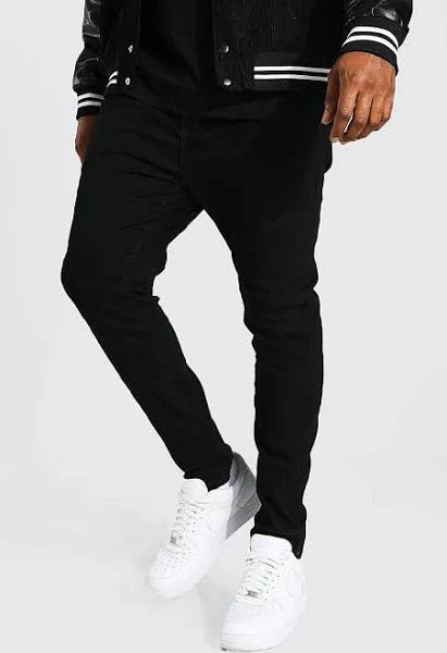 Mens Black Plus Size Super Skinny Jeans