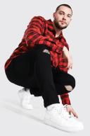 Mens Black Plus Size Super Skinny Knee Slit Jeans