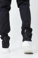 Mens Black Plus Skinny Stacked Zip Gusset Coated Jean