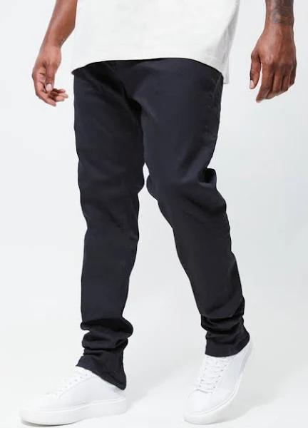 Mens Black Plus Skinny Stacked Zip Gusset Coated Jean