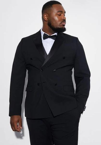 Mens Black Plus Skinny Tuxedo Double Breasted Suit Jacket