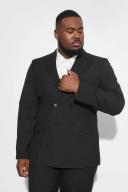 Mens Black Plus Slim Double Breasted Suit Jacket