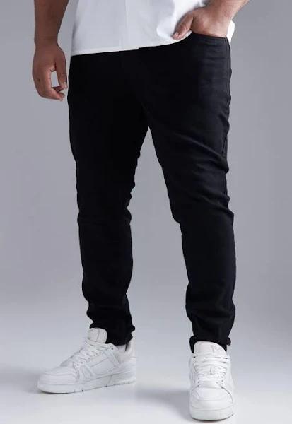 Mens Black Plus Super Skinny Stretch Jeans