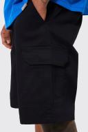 Mens Black Relaxed Fixed Waist Cargo Short