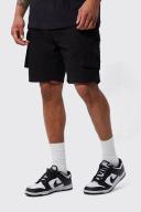 Mens Black Relaxed Fixed Waist Cargo Short