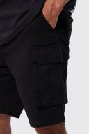 Mens Black Relaxed Fixed Waist Cargo Short
