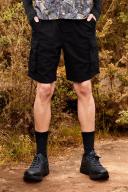 Mens Black Relaxed Fixed Waist Cargo Short