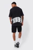 Mens Black Relaxed Fixed Waist Cargo Short