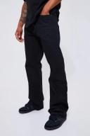 Mens Black Relaxed Rigid Flare Coated Jean