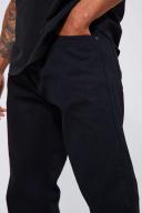 Mens Black Relaxed Rigid Flare Coated Jean