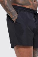 Mens Black Short Length Ripstop Swim Shorts