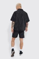 Mens Black Short Sleeve Boxy Quilted Shirt & Short Set