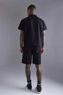 Mens Black Short Sleeve Revere Boxy Technical Shirt & Short Set