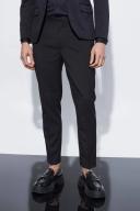 Mens Black Skinny Cropped Suit Trousers