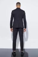 Mens Black Skinny Cropped Suit Trousers