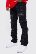 Mens Black Skinny Extreme Ripped Jeans