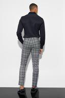 Mens Black Skinny Fit Check Suit Trousers