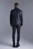 Mens Black Skinny Fit Coated Biker Jeans