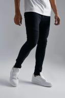 Mens Black Skinny Fit Washed Denim Biker Jeans
