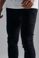 Mens Black Skinny Fit Washed Denim Biker Jeans