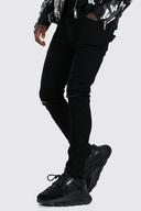 Mens Black Skinny Jeans with Slash Knee