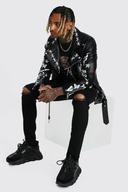 Mens Black Skinny Jeans with Slash Knee