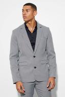 Mens Black Skinny Single Breasted Dogstooth Suit Jacket