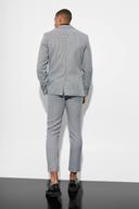 Mens Black Skinny Single Breasted Dogstooth Suit Jacket