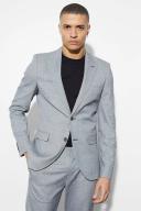 Mens Black Skinny Single Breasted Linen Suit Jacket
