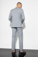 Mens Black Skinny Single Breasted Linen Suit Jacket