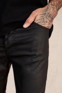 Mens Black Skinny Stacked Zip Hem Coated Jeans