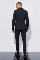 Mens Black Skinny Tuxedo Square Lapel Suit Jacket
