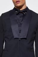 Mens Black Skinny Tuxedo Square Lapel Suit Jacket