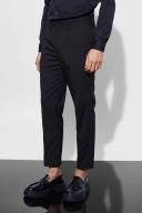 Mens Black Slim Cropped Suit Trousers