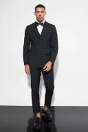 Mens Black Slim Cropped Suit Trousers