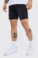 Mens Black Slim Fit Panelled Denim Shorts
