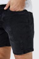 Mens Black Slim Fit Panelled Denim Shorts