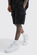 Mens Black Slim Mid Cargo Jersey Short