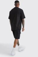 Mens Black Slim Mid Cargo Jersey Short