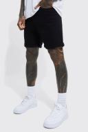 Mens Black Slim Rigid Denim Short