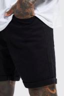 Mens Black Slim Rigid Denim Short