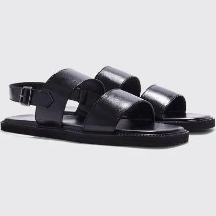 Mens Black Smart Buckle Sandal