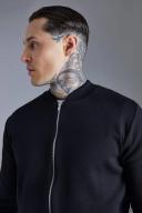 Mens Black Smart Knitted Bomber