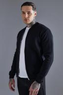 Mens Black Smart Knitted Bomber