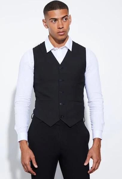 Mens Black Super Skinny Waistcoat