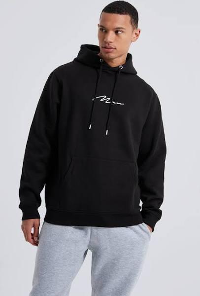 Mens Black Tall Basic Over The Head Man Sig Hoodie