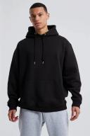 Mens Black Tall Basic Oversized Over The Head Hoodie