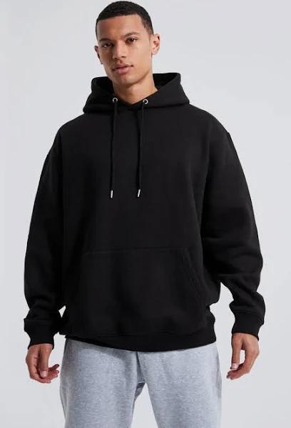 Mens Black Tall Basic Oversized Over The Head Hoodie