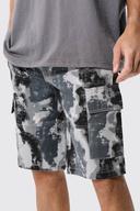 Mens Black Tall Fixed Relaxed Camo Cargo Detail Short