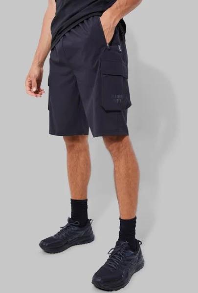 Mens Black Tall Man Active Training Dept Cargo Shorts